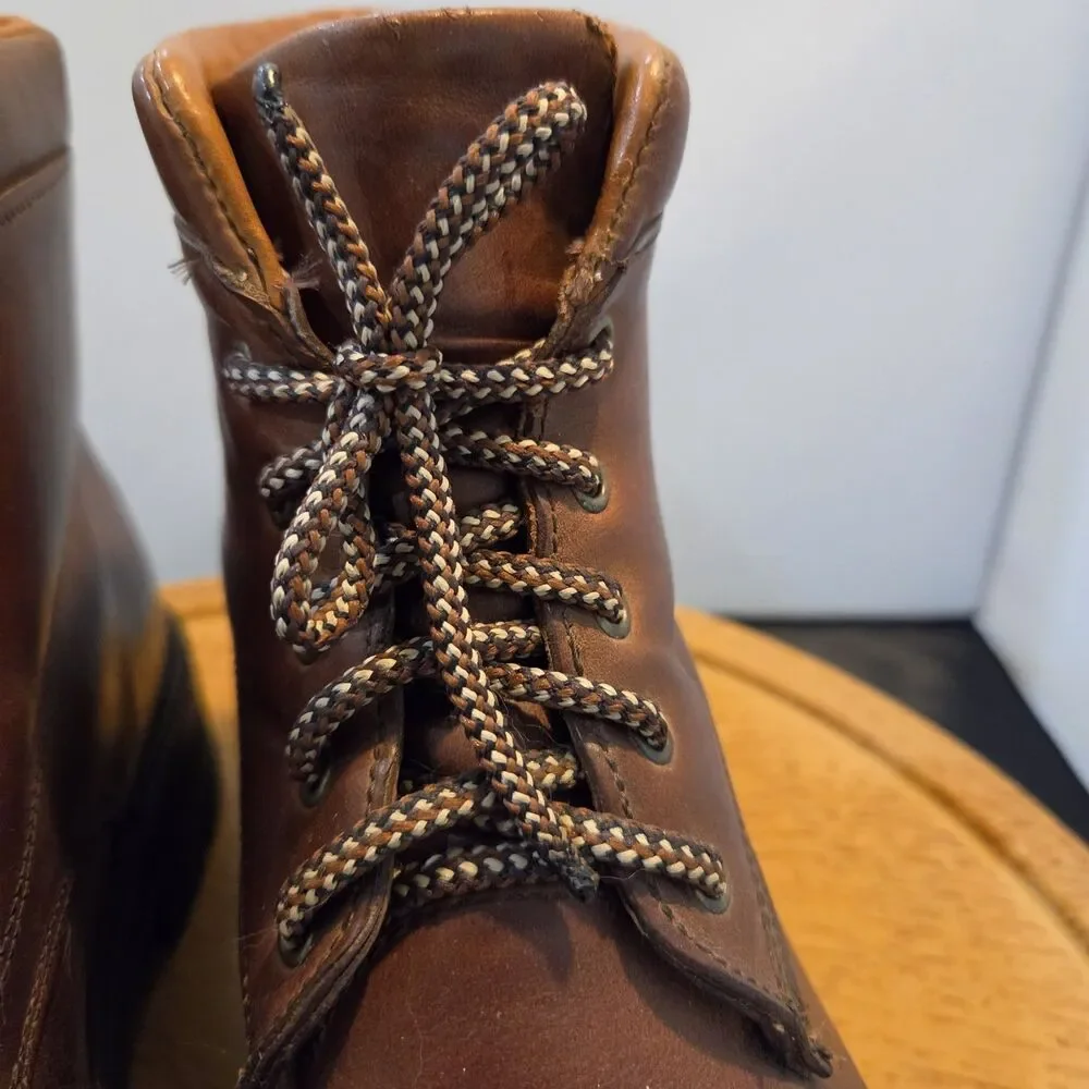 Vintage Cole Haan Country Boots 8.5 M Brown Leather Vibram Lug Sole Hiking